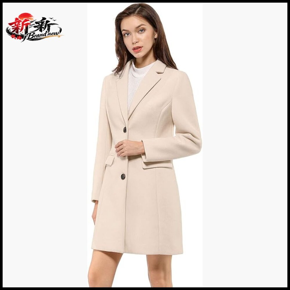 Long Winter Trench Coat, Fully Lined, Notched Lapel, Front Flap Pockets